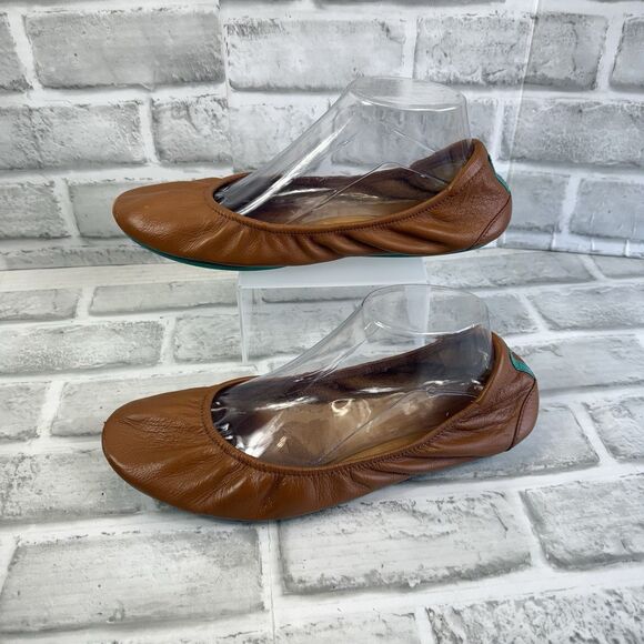 Tieks Women's 10 Chestnut Leather The Ballet Flat Matte Full Grain Comfort Shoes - Picture 4 of 15